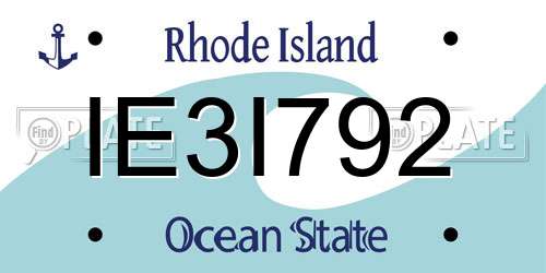 IE3I792 Rhode Island License Plate