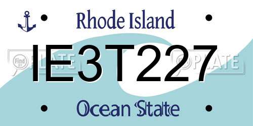 IE3T227 Rhode Island License Plate