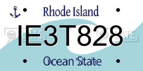 IE3T828 Rhode Island License Plate