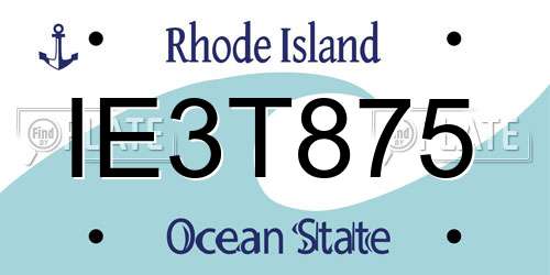 IE3T875 Rhode Island License Plate