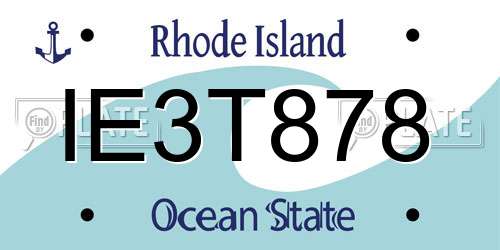 IE3T878 Rhode Island License Plate