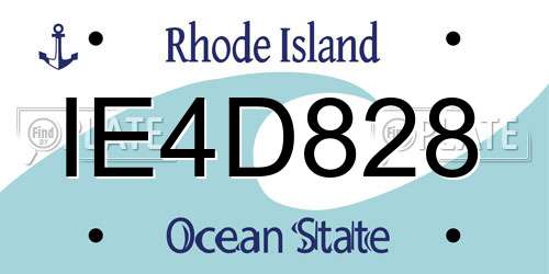 IE4D828 Rhode Island License Plate