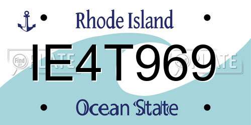IE4T969 Rhode Island License Plate