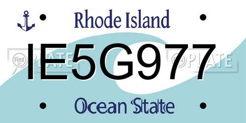 IE5G977 Rhode Island License Plate