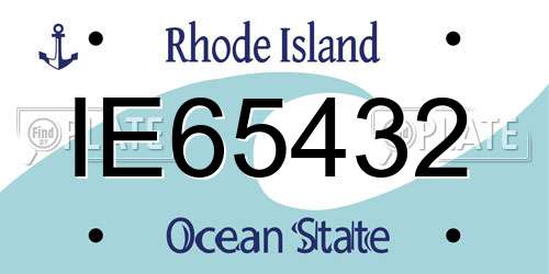 IE65432 Rhode Island License Plate