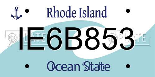 IE6B853 Rhode Island License Plate