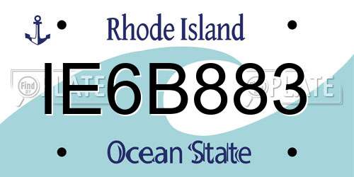 IE6B883 Rhode Island License Plate