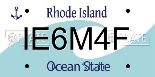 IE6M4F Rhode Island License Plate
