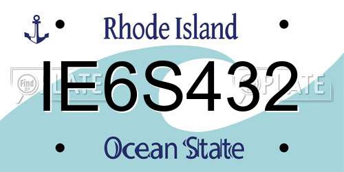 IE6S432 Rhode Island License Plate