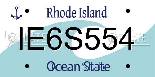 IE6S554 Rhode Island License Plate