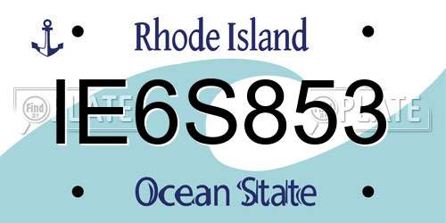 IE6S853 Rhode Island License Plate