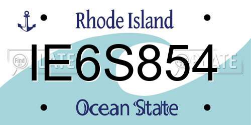 IE6S854 Rhode Island License Plate