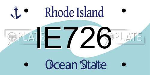 IE726 Rhode Island License Plate
