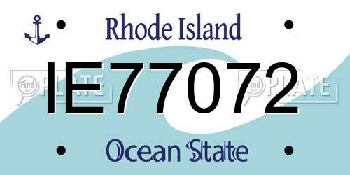 IE77072 Rhode Island License Plate