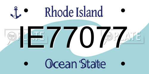 IE77077 Rhode Island License Plate