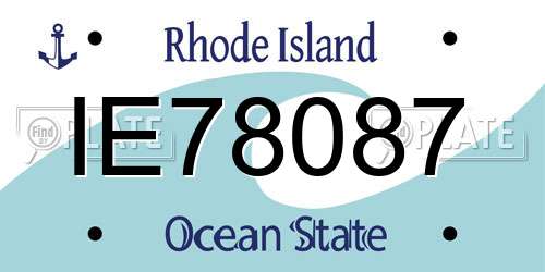 IE78087 Rhode Island License Plate