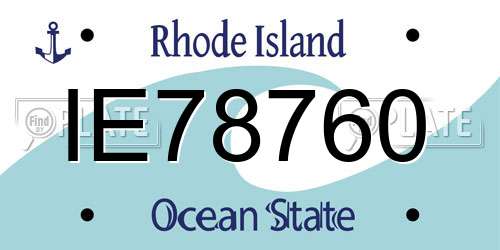 IE78760 Rhode Island License Plate