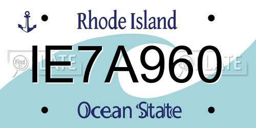 IE7A960 Rhode Island License Plate