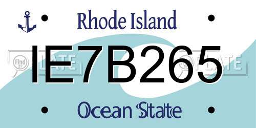 IE7B265 Rhode Island License Plate