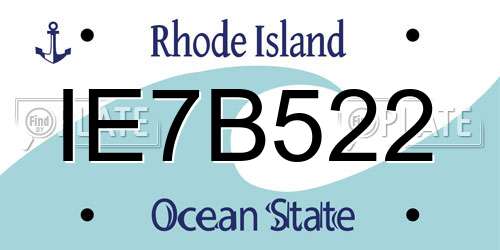 IE7B522 Rhode Island License Plate