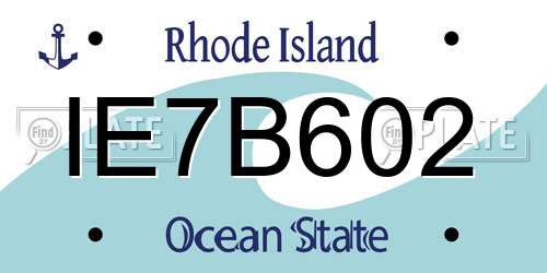 IE7B602 Rhode Island License Plate