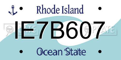 IE7B607 Rhode Island License Plate
