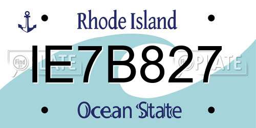IE7B827 Rhode Island License Plate