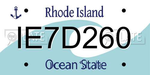 IE7D260 Rhode Island License Plate