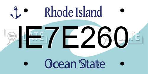 IE7E260 Rhode Island License Plate