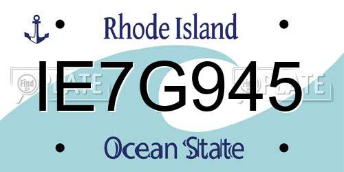 IE7G945 Rhode Island License Plate