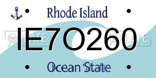IE7O260 Rhode Island License Plate