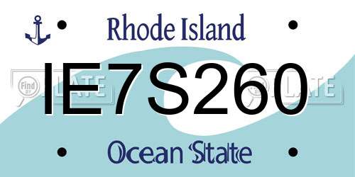 IE7S260 Rhode Island License Plate
