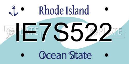 IE7S522 Rhode Island License Plate