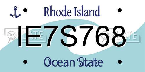 IE7S768 Rhode Island License Plate