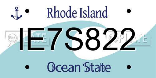 IE7S822 Rhode Island License Plate