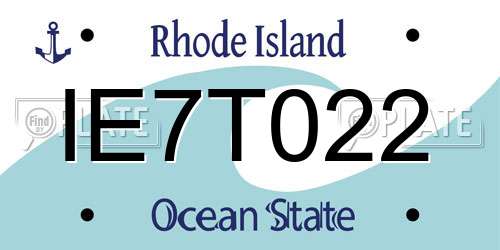 IE7T022 Rhode Island License Plate