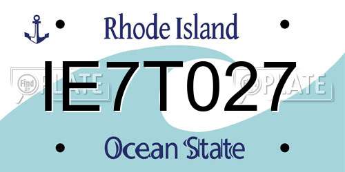 IE7T027 Rhode Island License Plate