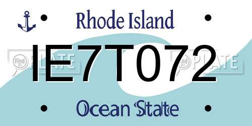 IE7T072 Rhode Island License Plate