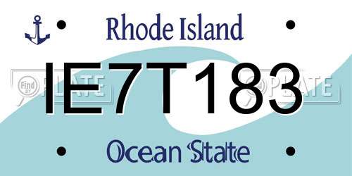 IE7T183 Rhode Island License Plate
