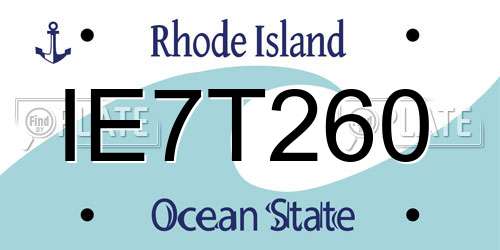 IE7T260 Rhode Island License Plate