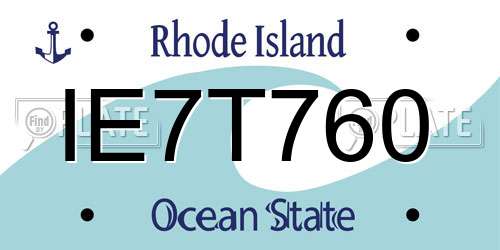 IE7T760 Rhode Island License Plate