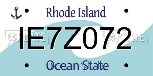 IE7Z072 Rhode Island License Plate