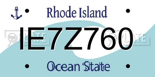IE7Z760 Rhode Island License Plate