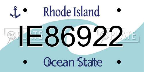 IE86922 Rhode Island License Plate