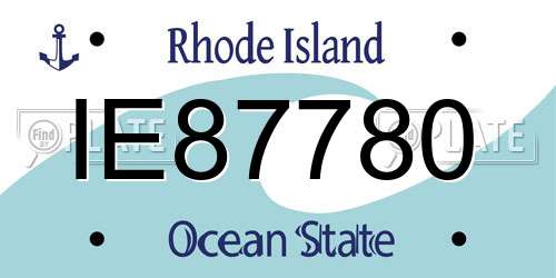 IE87780 Rhode Island License Plate