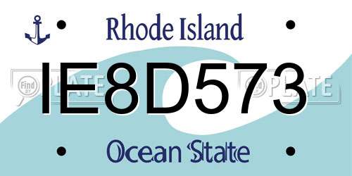 IE8D573 Rhode Island License Plate