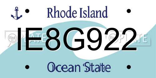 IE8G922 Rhode Island License Plate