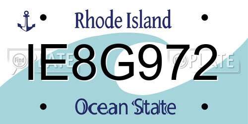 IE8G972 Rhode Island License Plate