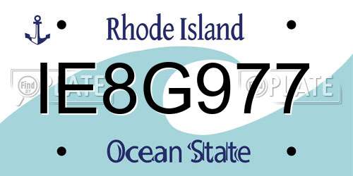 IE8G977 Rhode Island License Plate