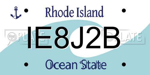 IE8J2B Rhode Island License Plate